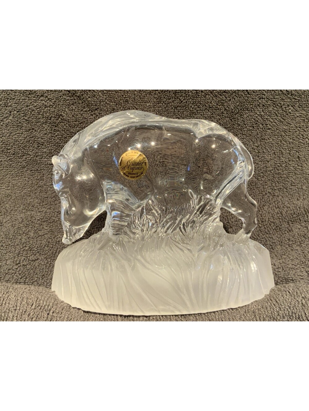 Vintage French Genuine Lead Crystal Boar Figurine by Cristal d’Arques